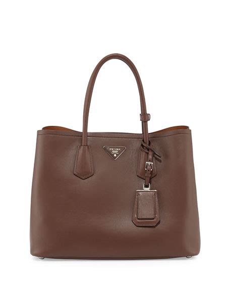 Prada City Calf Double Bag, Brown (Cacao) 